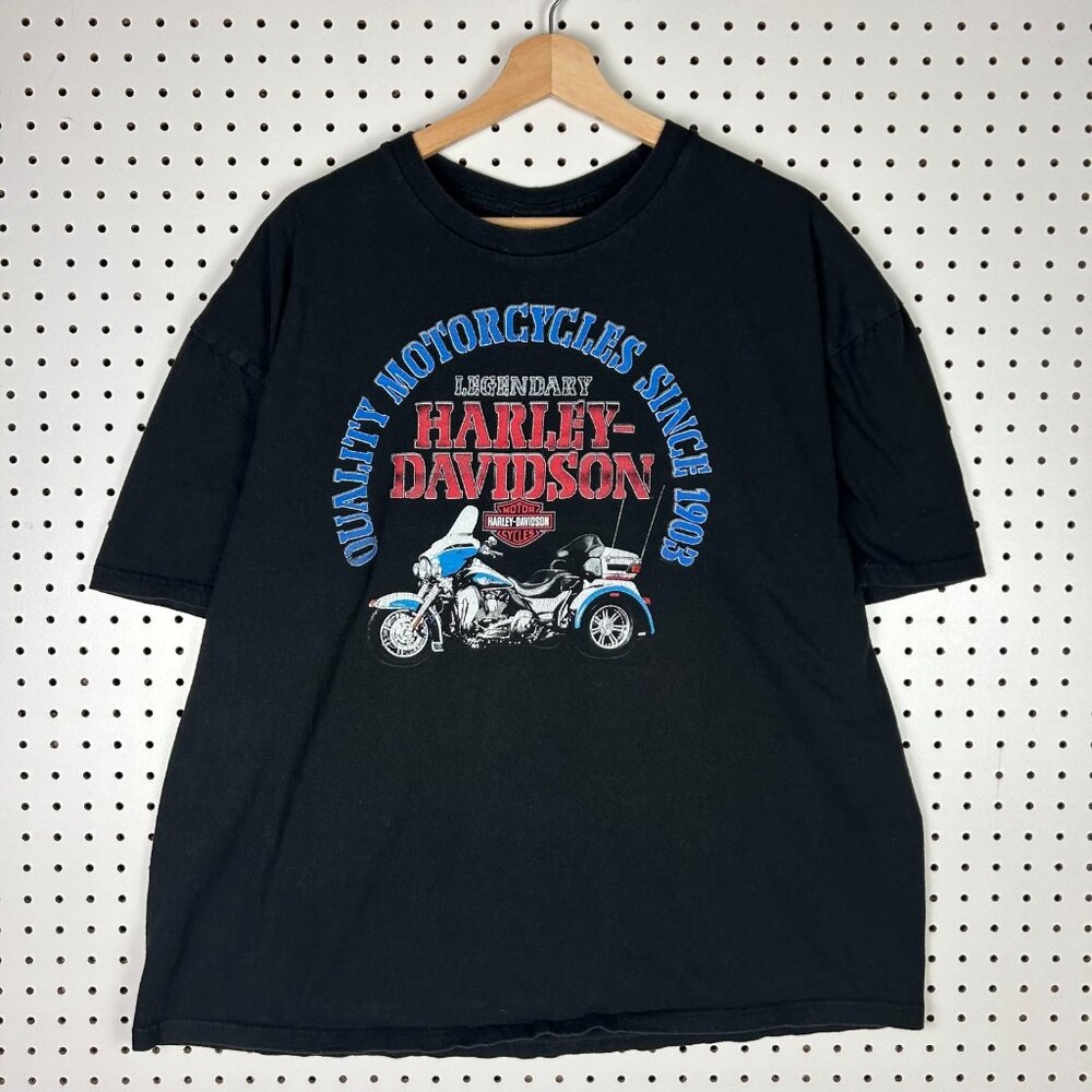 Harley Davidson Motorcycle Biker T Shirt 2XLβ Columbus IN Black Mann's Graphic